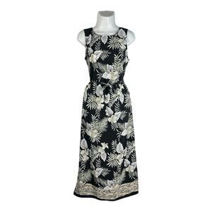 Kathie Lee Collection Women's Small Sleeveless Maxi Dress Floral Belt Side Slit